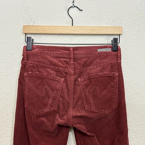 CITIZENS OF HUMANITY Avedon Low Rise Skinny Red Corduroy Jeans in Maroon - Picture 3 of 14